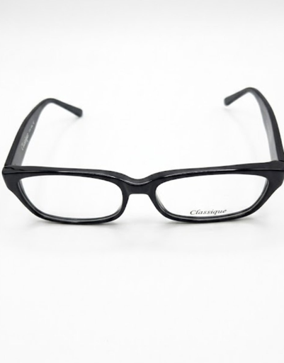 Classique Eyeglasses Frame Rectangle Full-Rim Black Unisex Acetate