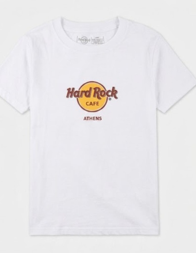 Hard Rock Cafe Athens T-Shirt White L 100% Cotton Crew Neck Unisex