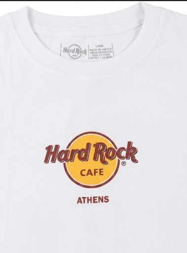 Hard Rock Cafe Athens Authentic T-Shirt White XL 100% Cotton Crew Neck